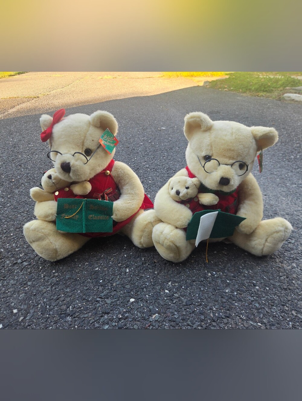 Vtg Grandparents And Teddy Bear Reading Holiday Classics Plush Kids Preferred